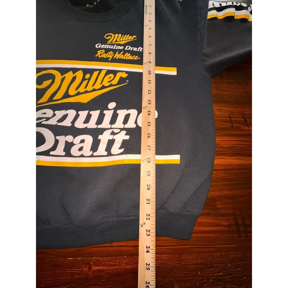 Vintage Miller Genuine Draft Rusty Wallace NASCAR Racing Sweatshirt Black